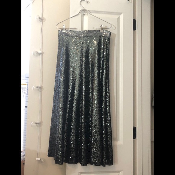 LAST CALL Zara Silver Sequin Midi Skirt - Picture 5 of 5